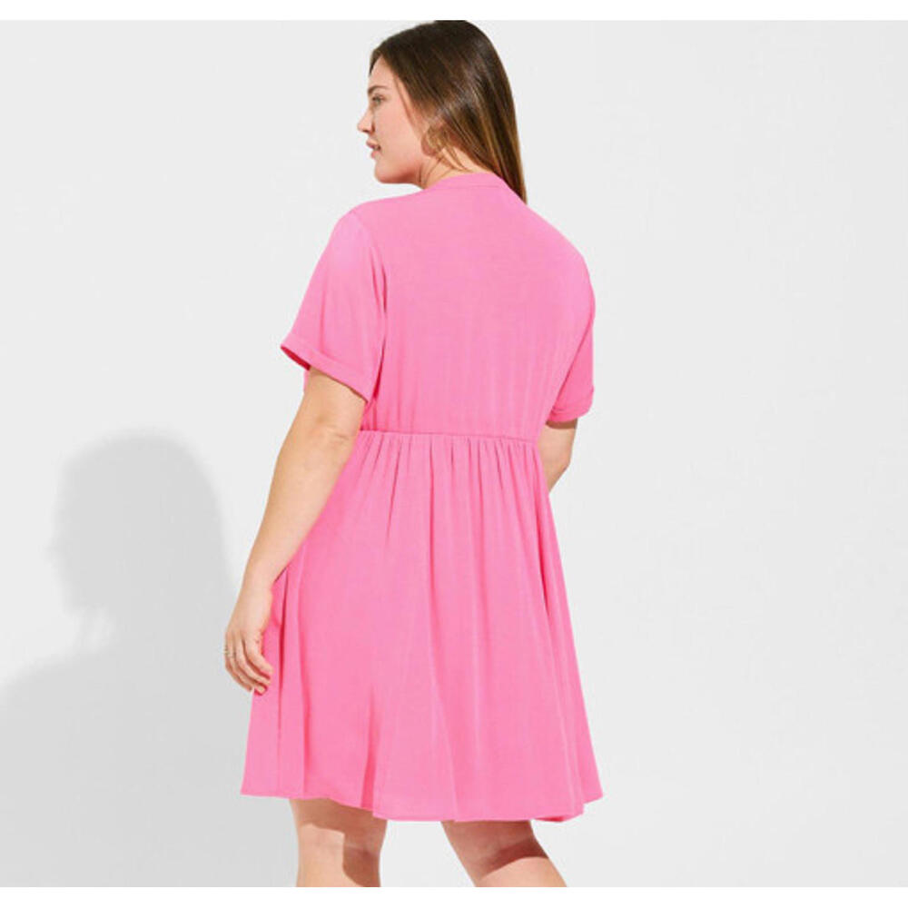 NWT Bright Pink Torrid Mini Washable Gauze Hi Low Waist Tunic Dress Sz 1 - Picture 3 of 9